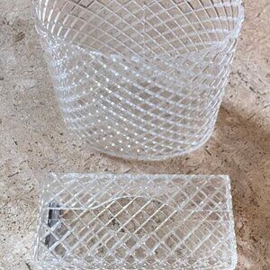 Gorgeous MCM Bathroom Set - Vintage Clear Lucite Waste Trash Can and Tissue Box